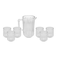 Jogo De Jarra 1,45l Com 6 Copos 300ml De Cristal Ecológico Bangkok